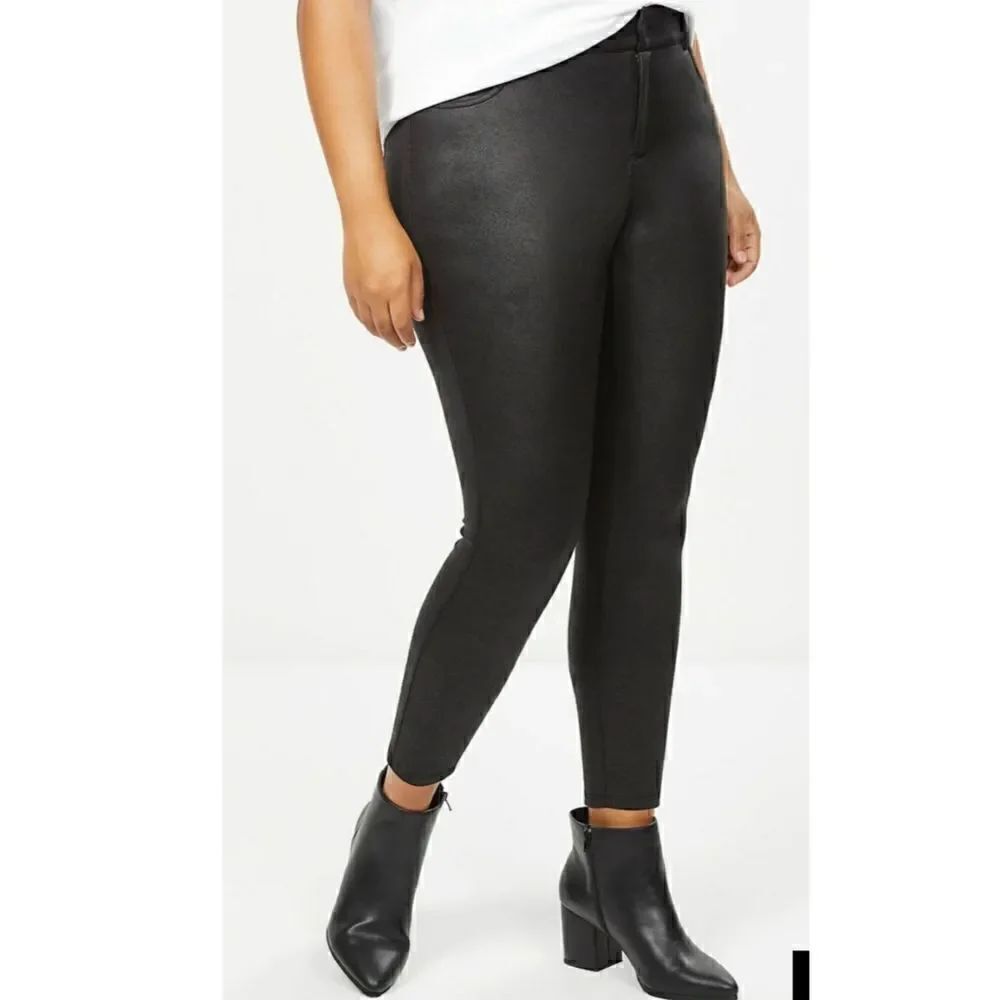 NWT 26W LANE BRYANT SCUBA COATED BLACK PANTS